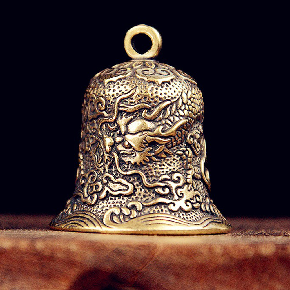 Vintage Collectible Bells - กระดิ่งทองเหลืองวินเทจแกะสลักลายมังกร งานฝีมือประณีต ของสะสม ของตกแต่งแขวน ของตกแต่งโต๊ะทำงานสไตล์จีนตามหลักฮวงจุ้ย