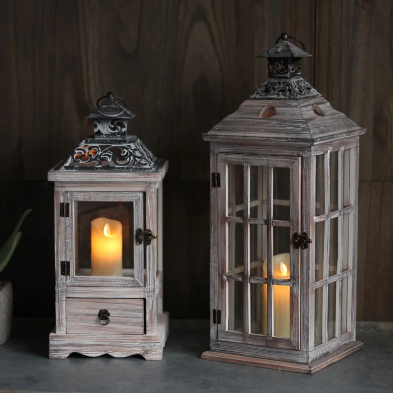 Collectible Vintage Lamps - โคมไฟลมแก้วไม้วินเทจ, เชิงเทียนพื้นศิลปะเหล็ก, เครื่องประดับตกแต่งสไตล์ยุโรป, โคมไฟม้าเสียหาย
