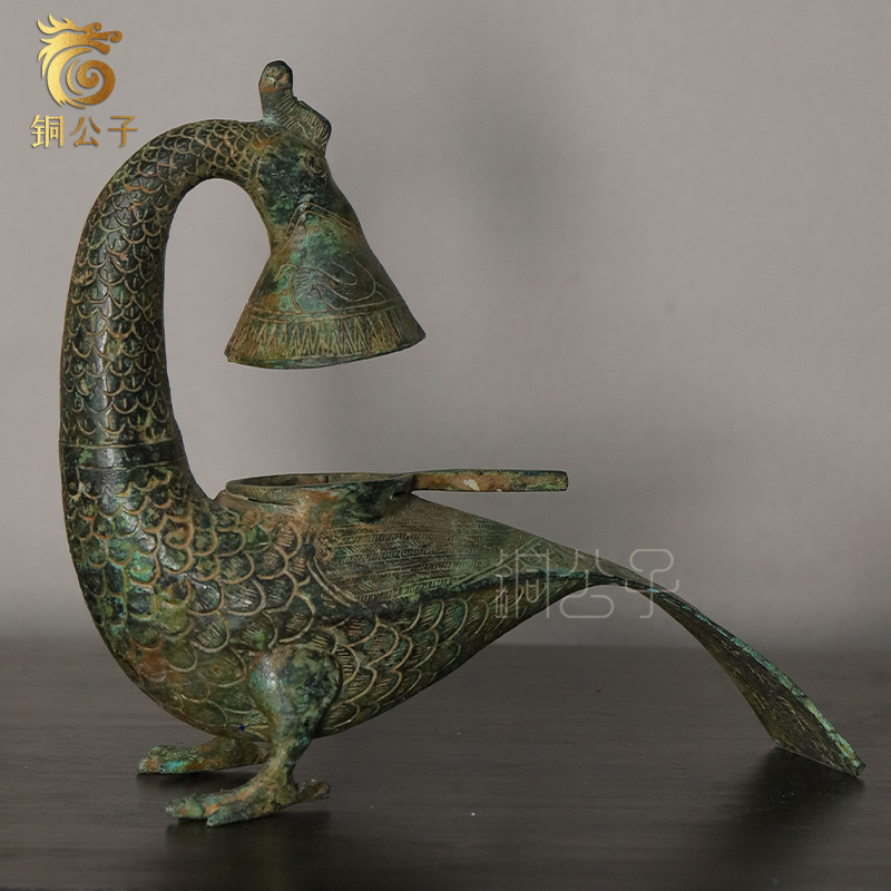 Collectible Vintage Lamps - Long-Tailed Phoenix BIRD โคมไฟ Bronze เครื่องประดับโบราณตกแต่งบ้าน