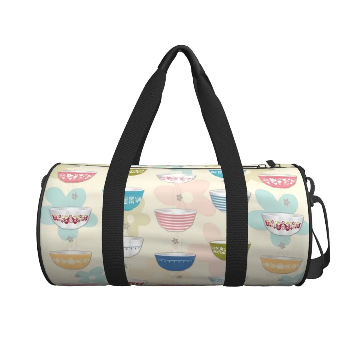 Vintage Collectible Pyrex - กระเป๋าเดินทางอเนกประสงค์ทรงดัฟเฟิลขนาดใหญ่ คอลเลคชั่นชามไพเร็กซ์วินเทจ กระเป๋าถือ กระเป๋าฟิตเนส