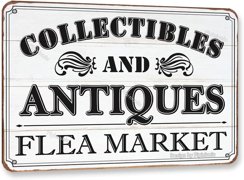 Vintage Collectible Market - ตลาดนัดของเก่าและของสะสม ป้ายตกแต่งสไตล์วินเทจ ทำจากดีบุก สำหรับตกแต่งบ้าน ห้องน้ำ ฟาร์มเฮาส์