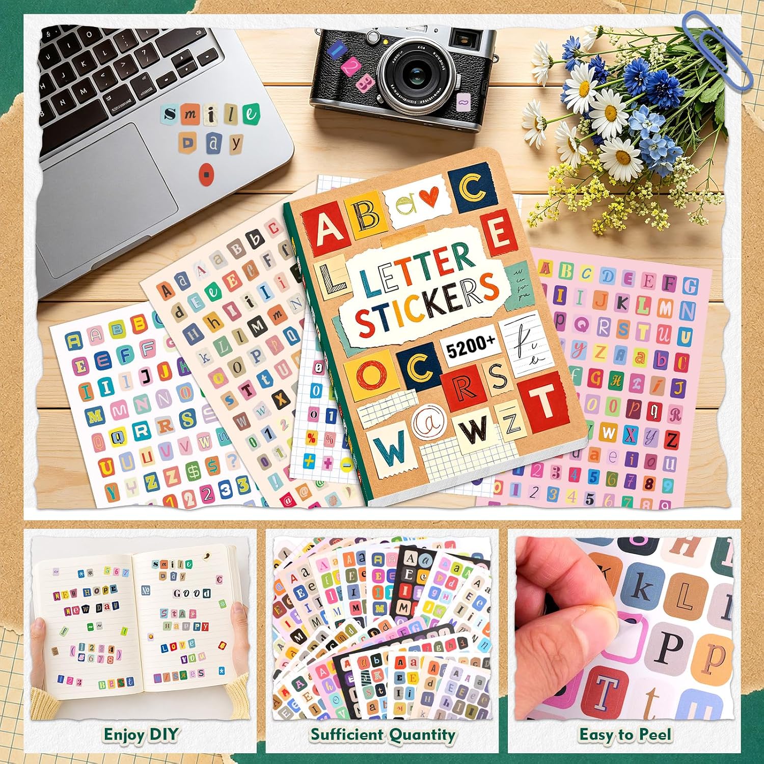 สติกเกอร์ตัวอักษรและตัวเลขหลาก - Vintage Collectible Books บทวิจารณ์และราคา
